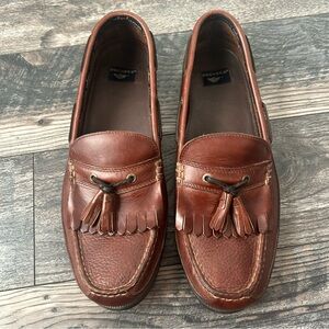 Dockers Men's Brown Leather Slip On Loafers Tassels Kiltie Size 13